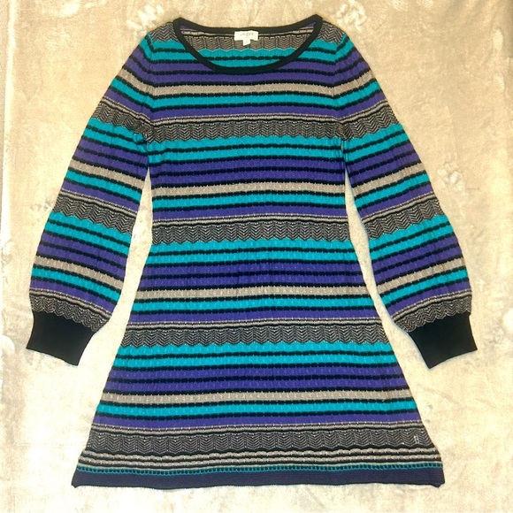 Umgee knit sweater Tunic dress Coogie like style Multicolor stripes small - Picture 1 of 8